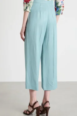 Pantalone ampio in twill - Azzurro