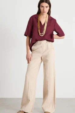 Pantalone ampio in twill - Beige