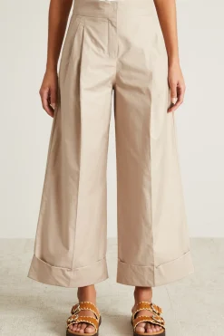 Pantalone ampio in twill di cotone - Avorio