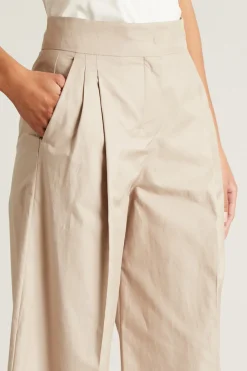 Pantalone ampio in twill di cotone - Avorio