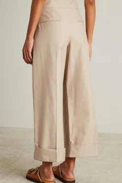 Pantalone ampio in twill di cotone - Avorio