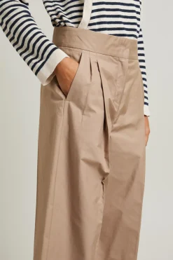 Pantalone ampio in twill di cotone - Beige