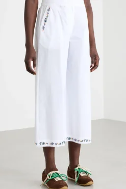 Pantalone ampio ricamato - Bianco