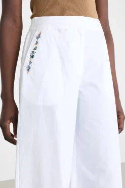Pantalone ampio ricamato - Bianco