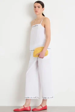 Pantalone ampio ricamato - Bianco