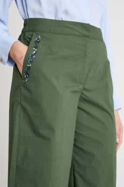 Pantalone ampio ricamato - Verde