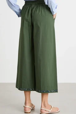 Pantalone ampio ricamato - Verde