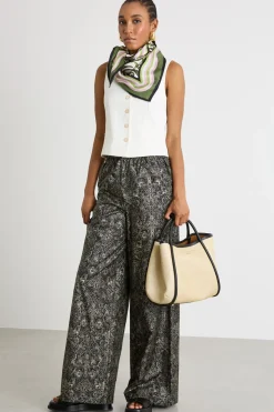 Pantalone a palazzo con stampa - Nero Bianco