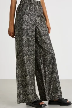 Pantalone a palazzo con stampa - Nero Bianco
