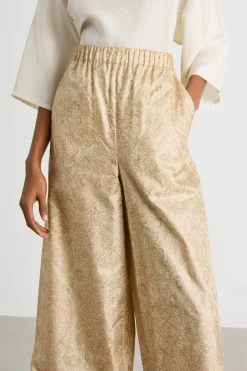 Pantalone a palazzo con stampa - Oro