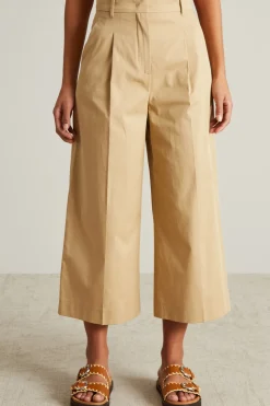 Pantalone a palazzo in misto cotone - Beige