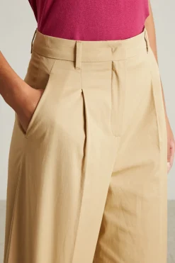 Pantalone a palazzo in misto cotone - Beige