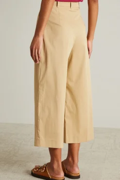 Pantalone a palazzo in misto cotone - Beige