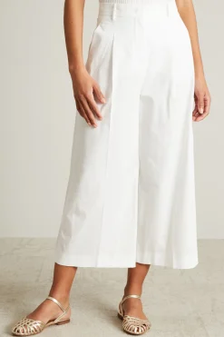 Pantalone a palazzo in misto cotone - Bianco