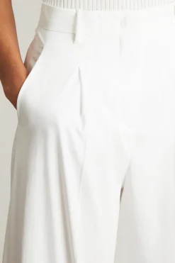 Pantalone a palazzo in misto cotone - Bianco