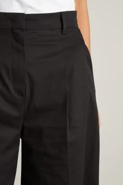 Pantalone a palazzo in misto cotone - Nero
