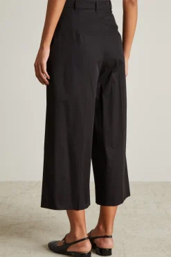 Pantalone a palazzo in misto cotone - Nero