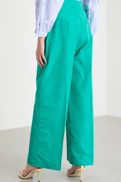 Pantalone a palazzo in taffettà - Verde