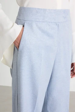 Pantalone a palazzo laminato - Azzurro