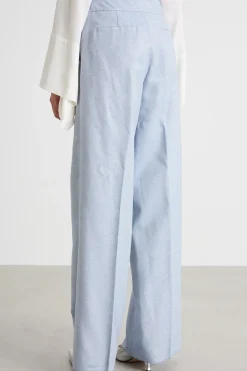 Pantalone a palazzo laminato - Azzurro
