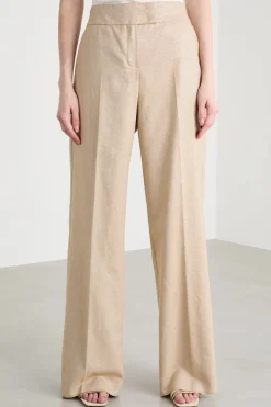Pantalone a palazzo laminato - Cammello