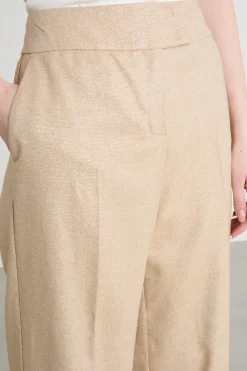 Pantalone a palazzo laminato - Cammello