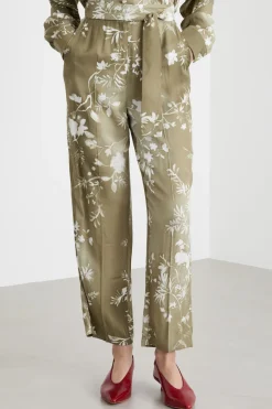Pantalone a sigaretta con cintura - Verde