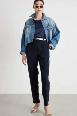 Pantalone a sigaretta con pinces - Blu