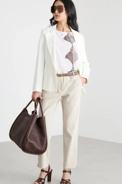 Pantalone a sigaretta con spacchi - Beige