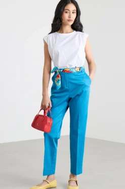 Pantalone a sigaretta con tasche - Azzurro