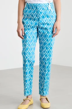 Pantalone a sigaretta con tasche - Azzurro Bianco