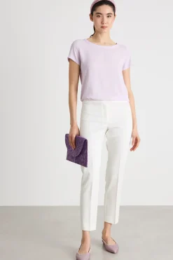 Pantalone a sigaretta in faille - Bianco