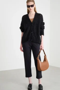 Pantalone a sigaretta in jersey - Nero