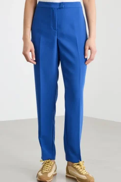 Pantalone a sigaretta in raso opaco - Blu