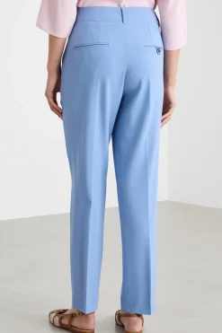 Pantalone a sigaretta in tela - Azzurro