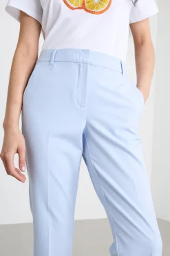 Pantalone a sigaretta in tela - Azzurro