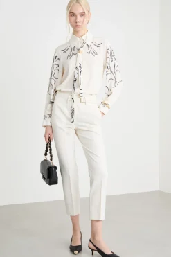 Pantalone a sigaretta in tela - Bianco