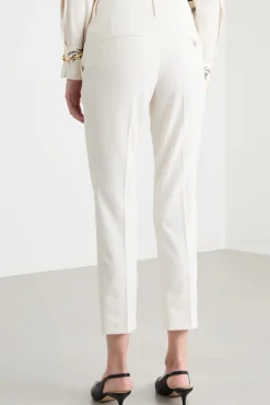 Pantalone a sigaretta in tela - Bianco