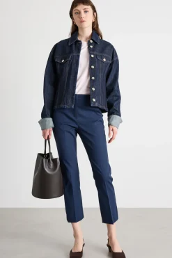 Pantalone a sigaretta in tela - Blu