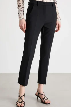 Pantalone a sigaretta in tela - Nero