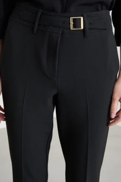 Pantalone a sigaretta in tela - Nero
