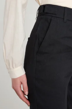 Pantalone a sigaretta in tela - Nero