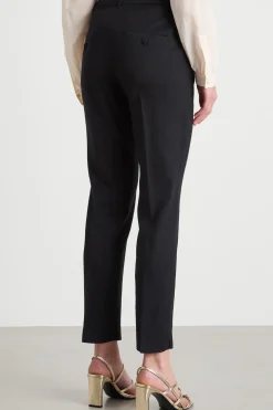 Pantalone a sigaretta in tela - Nero