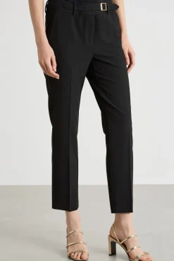 Pantalone a sigaretta in tela - Nero