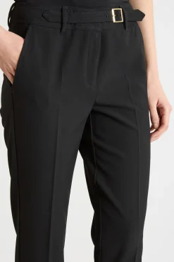 Pantalone a sigaretta in tela - Nero