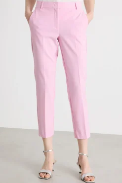 Pantalone a sigaretta in tela - Rosa