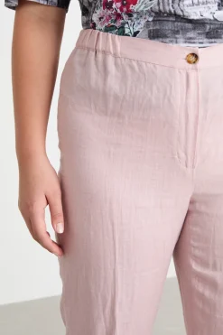 Pantalone a sigaretta in tela - Rosa