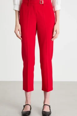 Pantalone a sigaretta in tela - Rosso