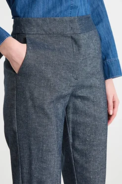 Pantalone a sigaretta in twill - Blu
