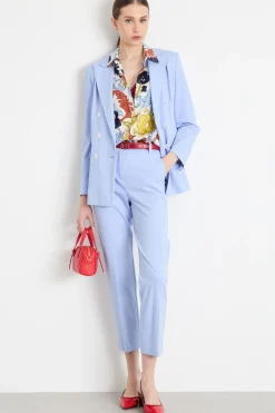 Pantalone a sigaretta stretch - Azzurro